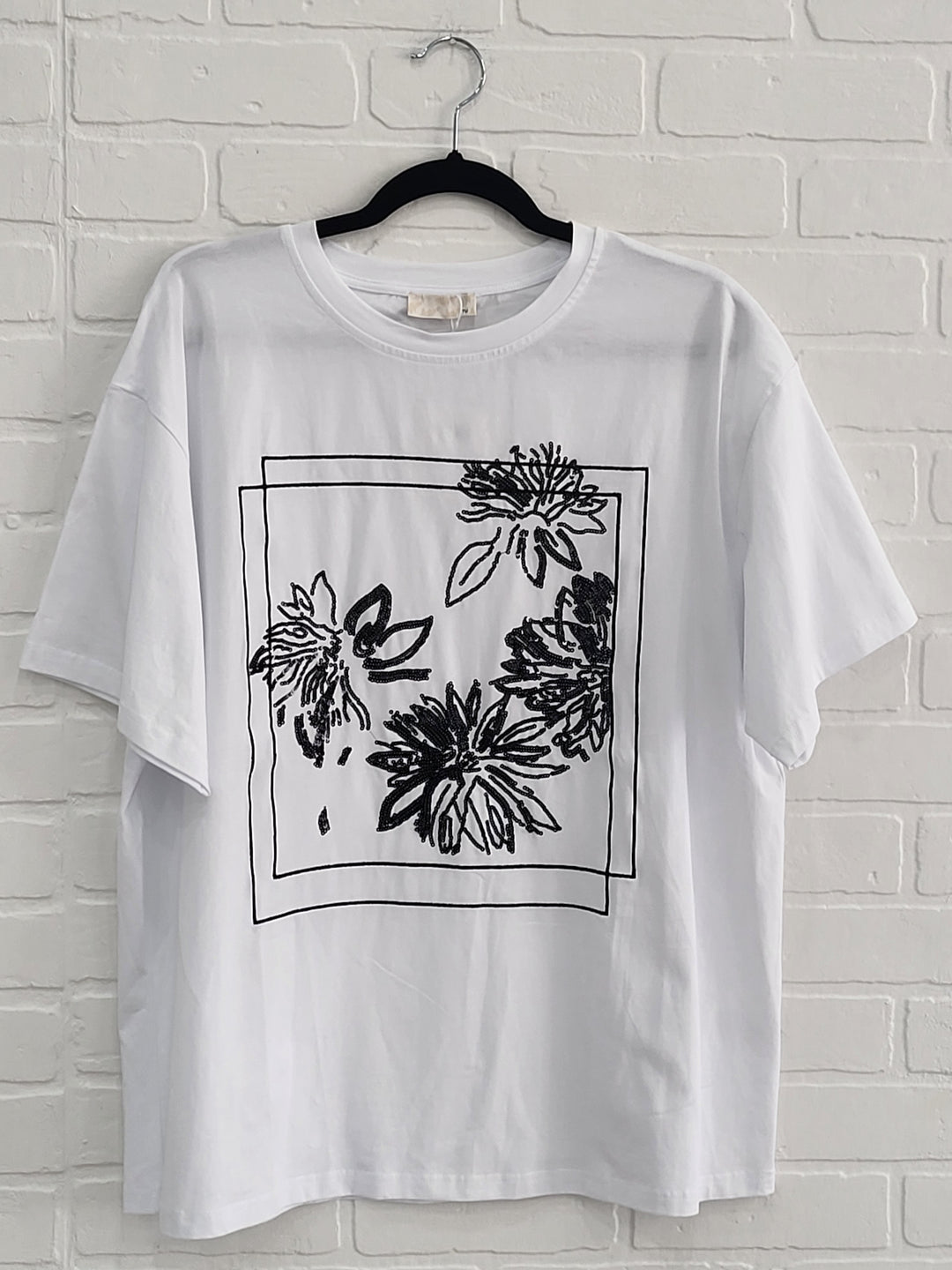 Luxe Sequin Floral Cotton Tee