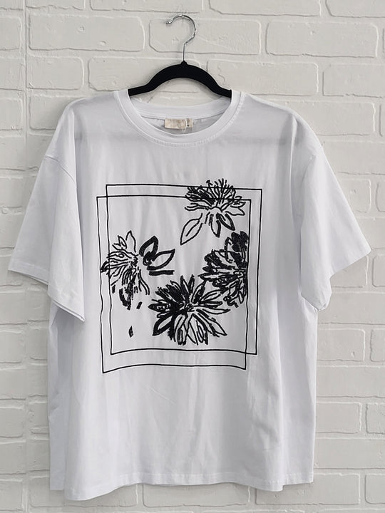 Luxe Sequin Floral Cotton Tee