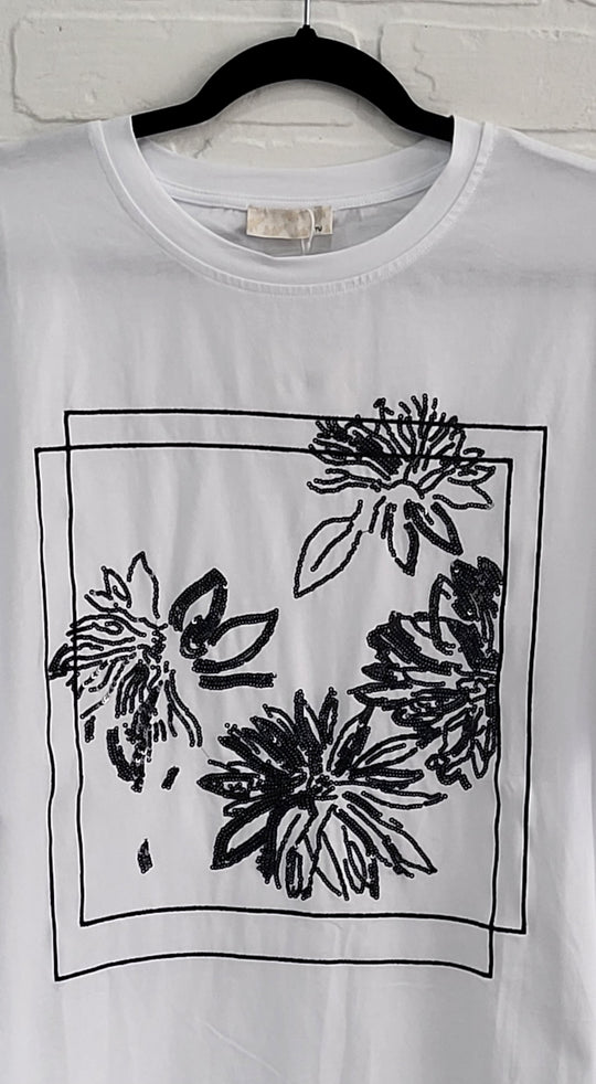 Luxe Sequin Floral Cotton Tee