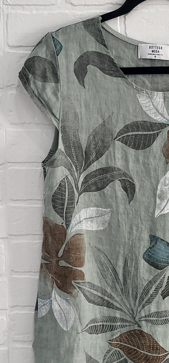 Bottega Botanical Breeze Linen Shift Dress