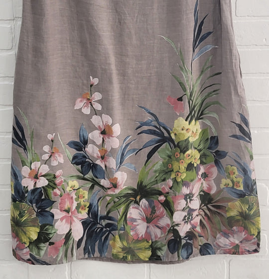 Bottega Garden Print Linen Dress