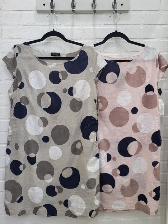 Bottega Dot Linen Shift Dress