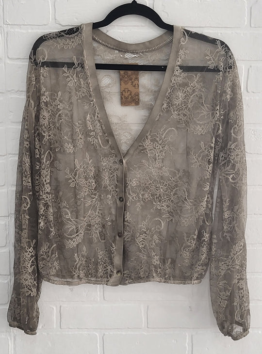 Lace Button -Up Top
