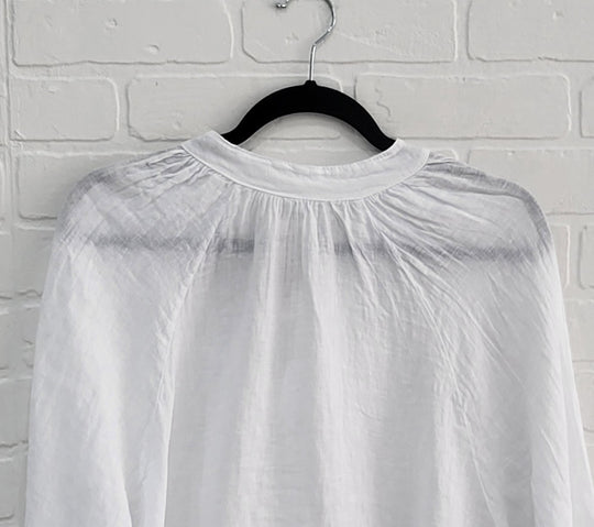 Santorini Linen Ruffle Blouse