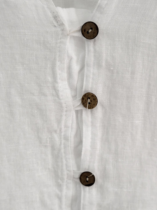Santorini Linen Ruffle Blouse