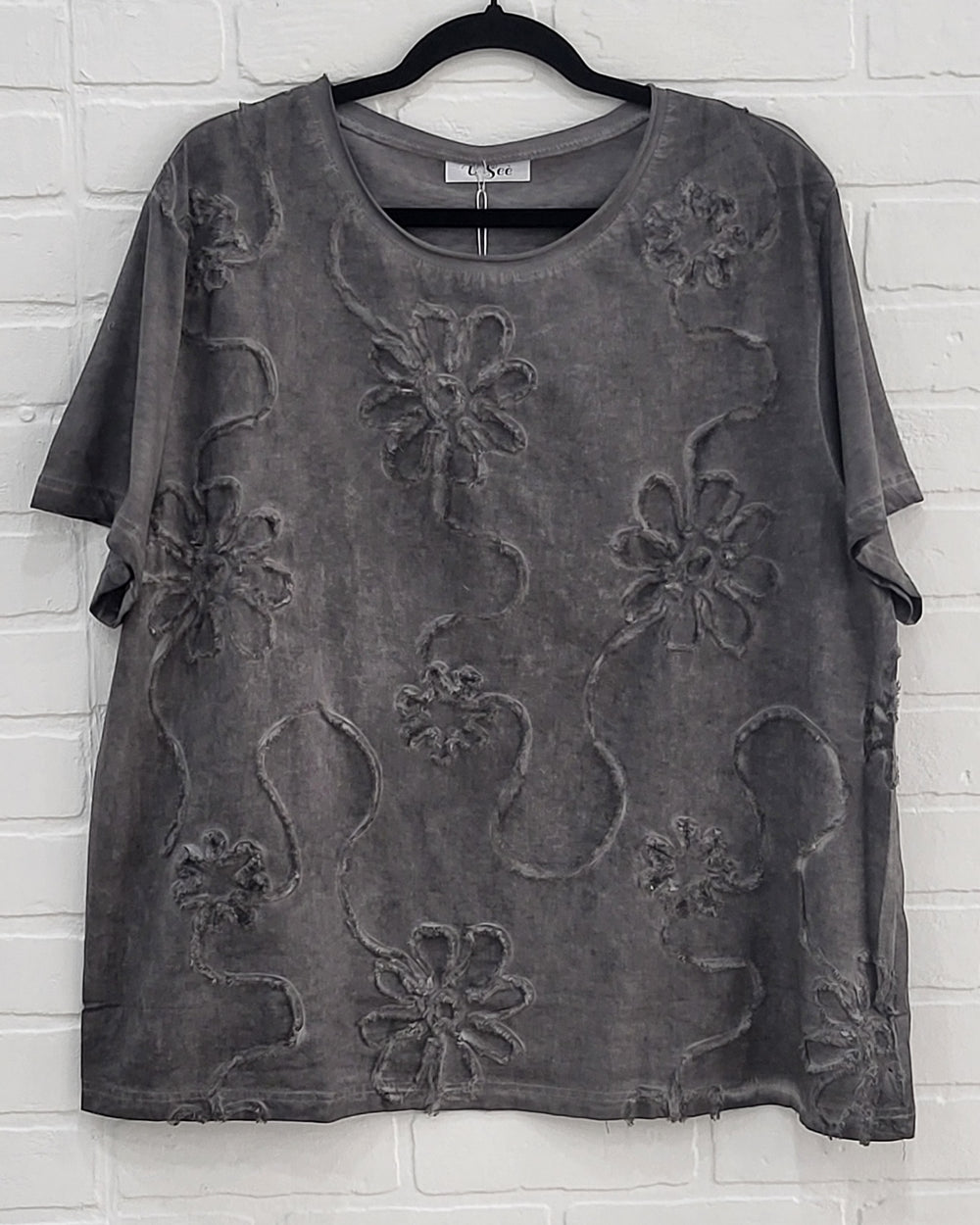 Vintage Bloom Stone-Washed Cotton Top