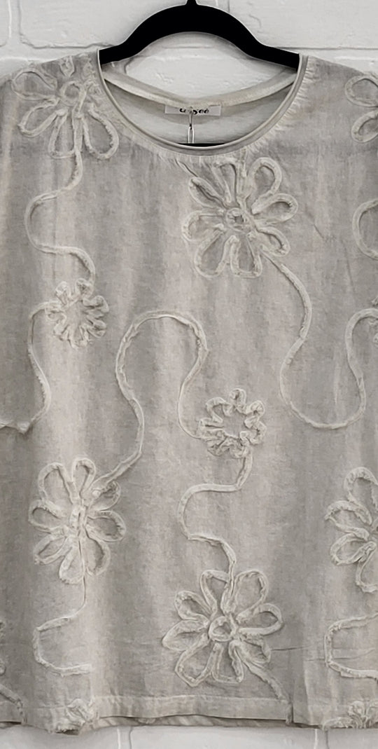 Vintage Bloom Stone-Washed Cotton Top