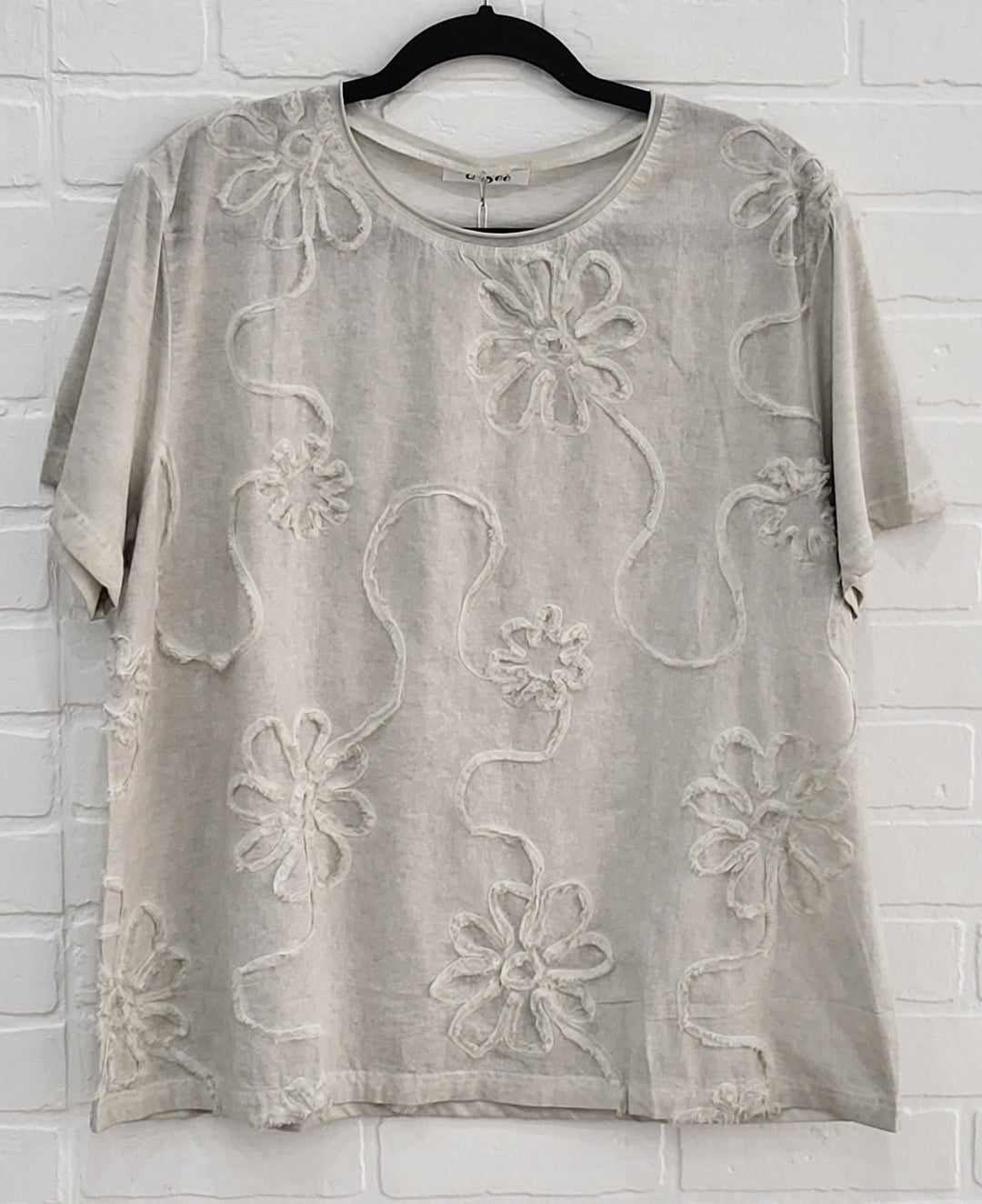 Vintage Bloom Stone-Washed Cotton Top