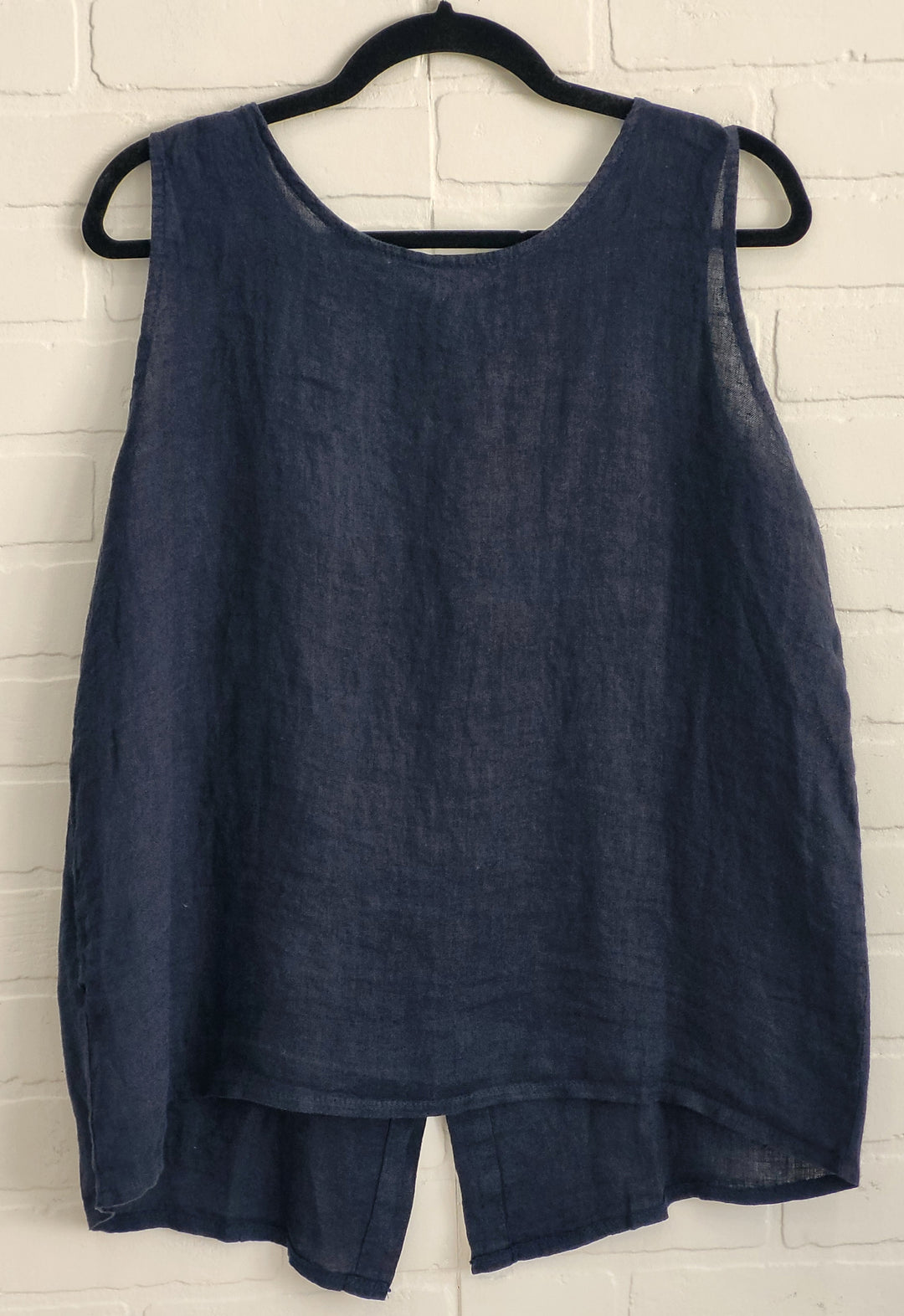 Sleeveless Button- back Linen Top