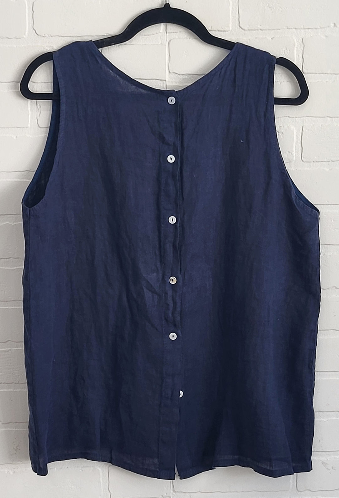 Sleeveless Button- back Linen Top