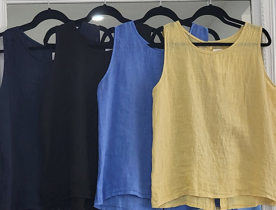 Sleeveless Button- back Linen Top