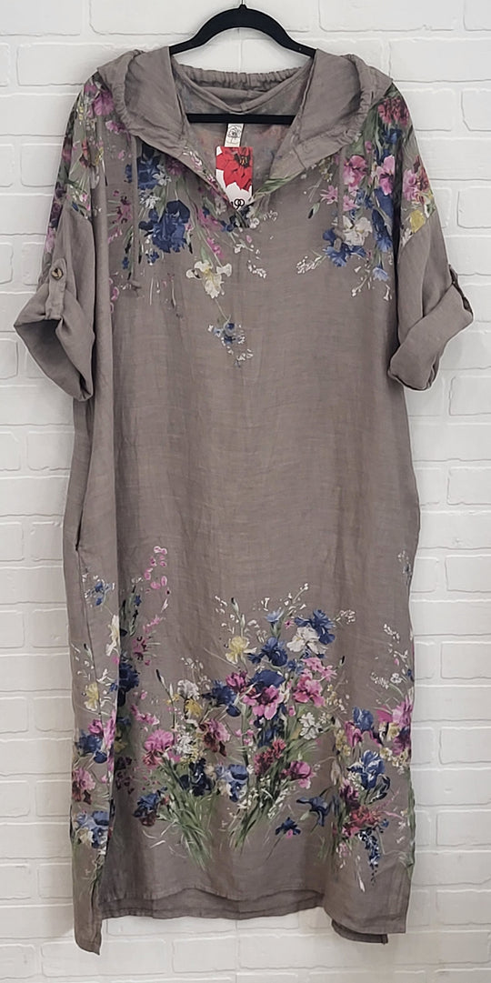 Wildflower Linen Hooded Dress