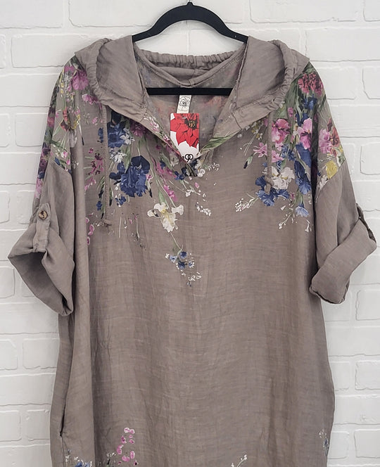 Wildflower Linen Hooded Dress