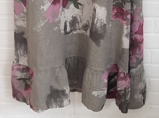 Sleeveless Cherry Blossom Linen  Dress