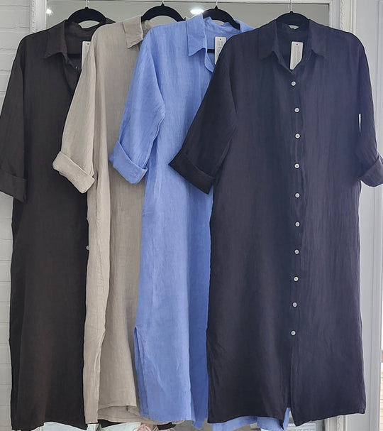 Monaco Linen Shirt Dress
