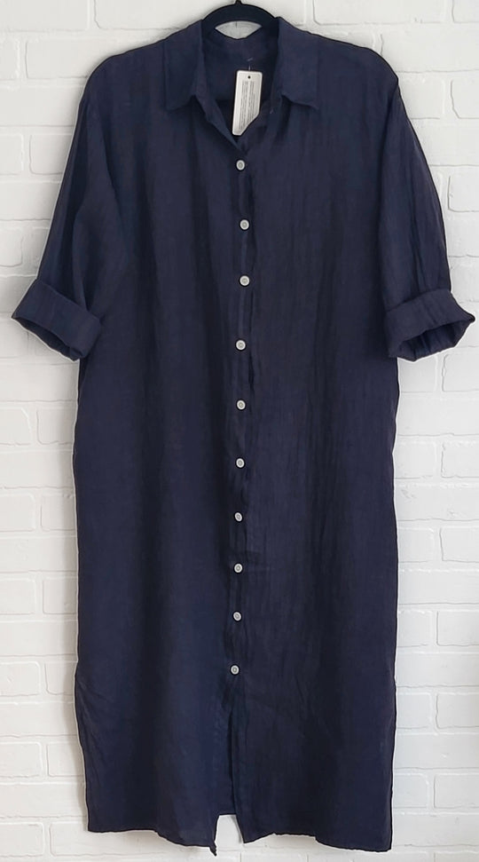 Monaco Linen Shirt Dress