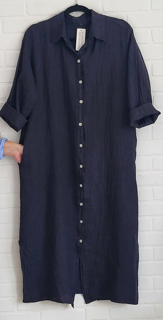 Monaco Linen Shirt Dress