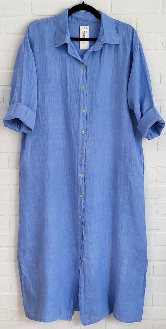 Monaco Linen Shirt Dress