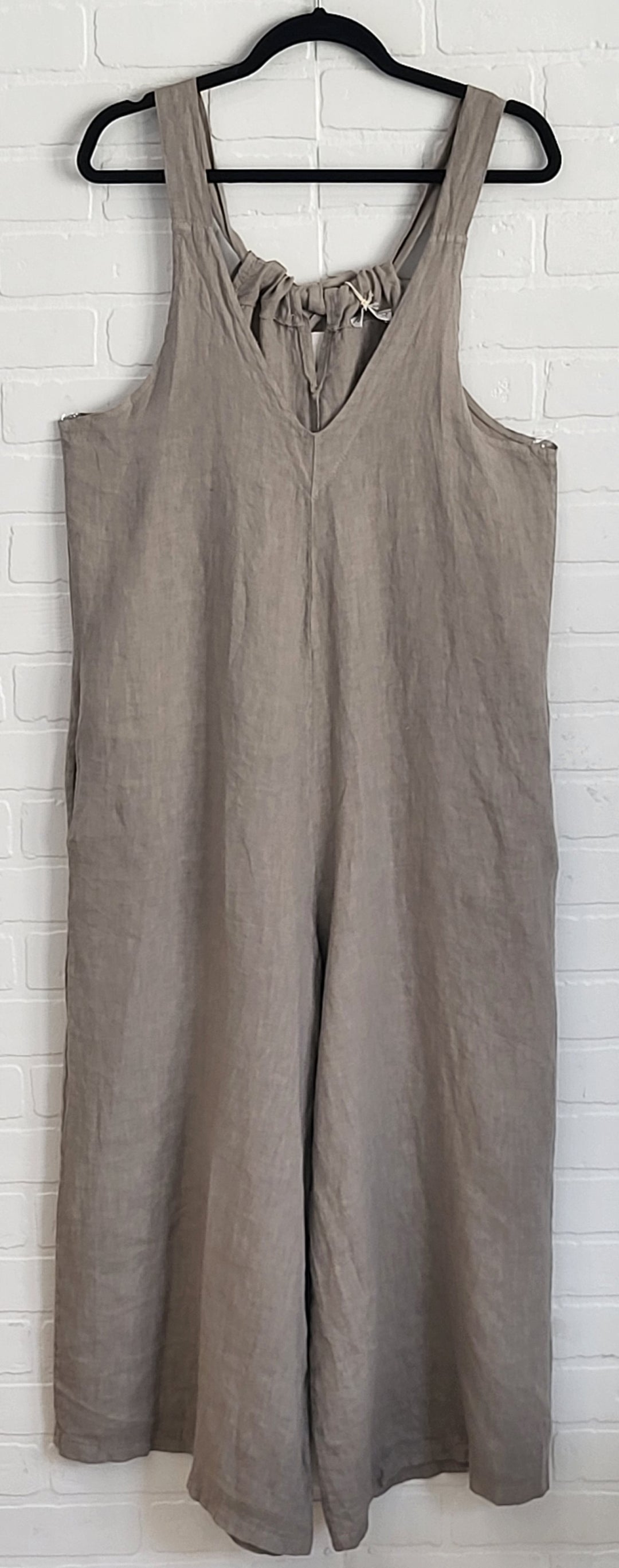 Tie-Back Linen Jumpsuit