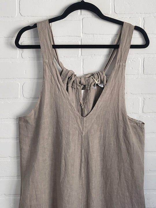 Tie-Back Linen Jumpsuit