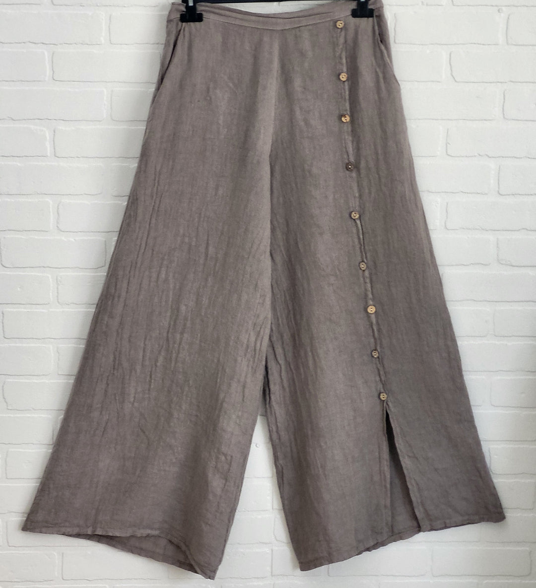 Santorini Linen Button Palazzo Pants