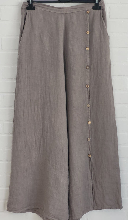 Santorini Linen Button Palazzo Pants