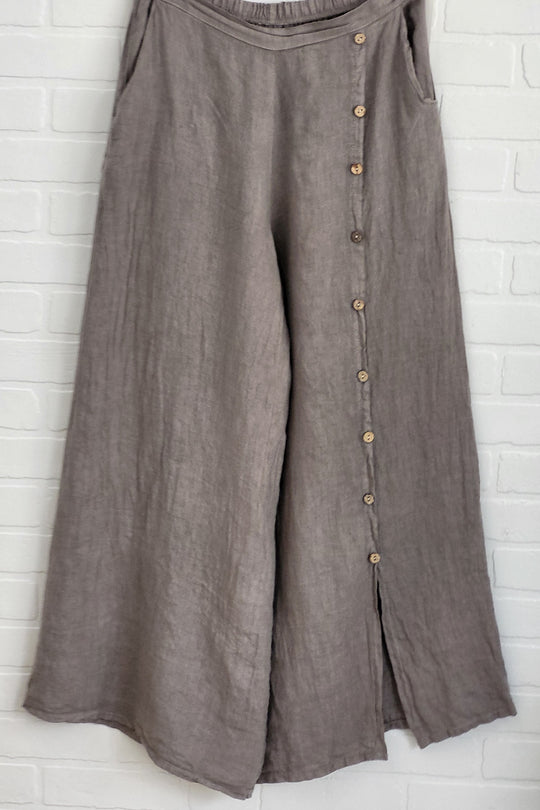 Santorini Linen Button Palazzo Pants