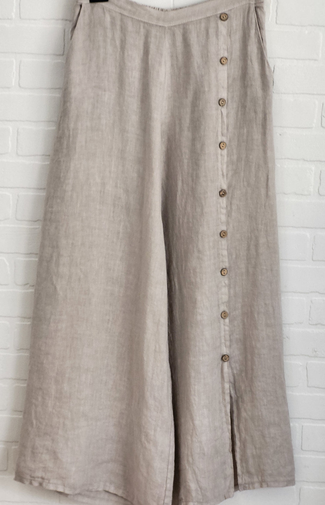 Santorini Linen Button Palazzo Pants