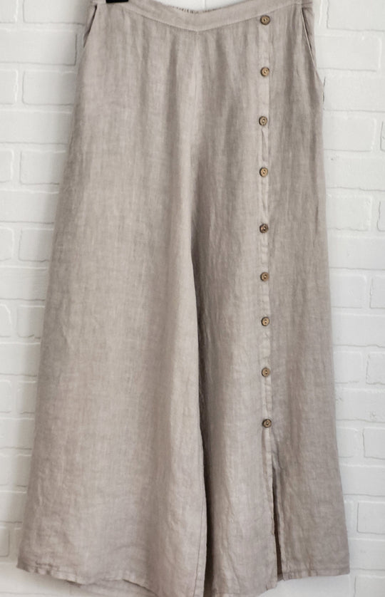 Santorini Linen Button Palazzo Pants