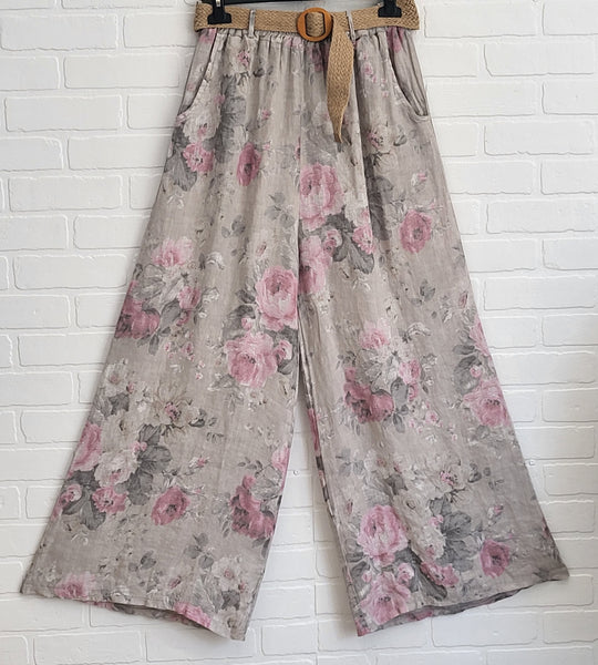 Rosé Garden Linen Pants