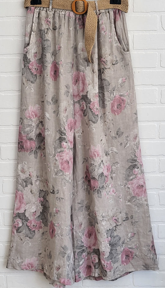 Rosé Garden Linen Pants