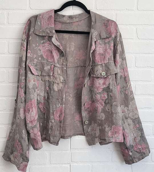 Rosé Garden Linen Jacket