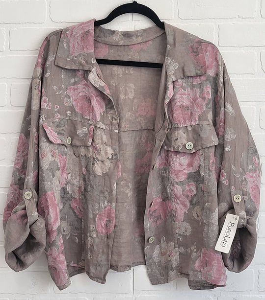 Rosé Garden Linen Jacket