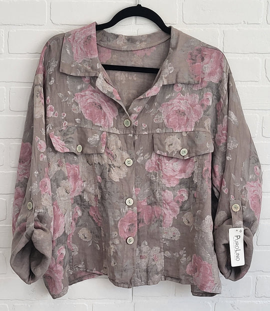 Rosé Garden Linen Jacket