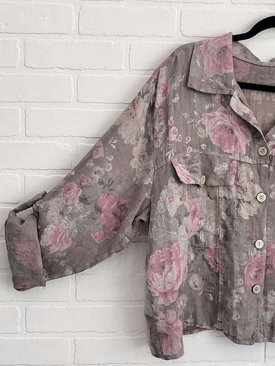 Rosé Garden Linen Jacket