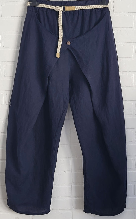 Riviera Navy Linen Pants
