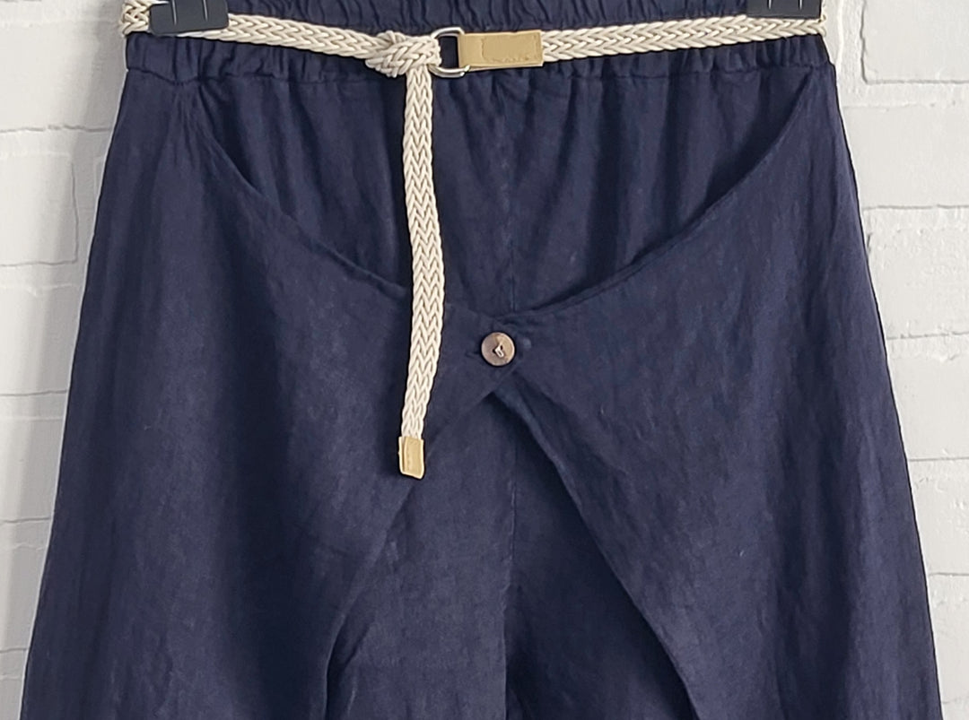 Riviera Navy Linen Pants