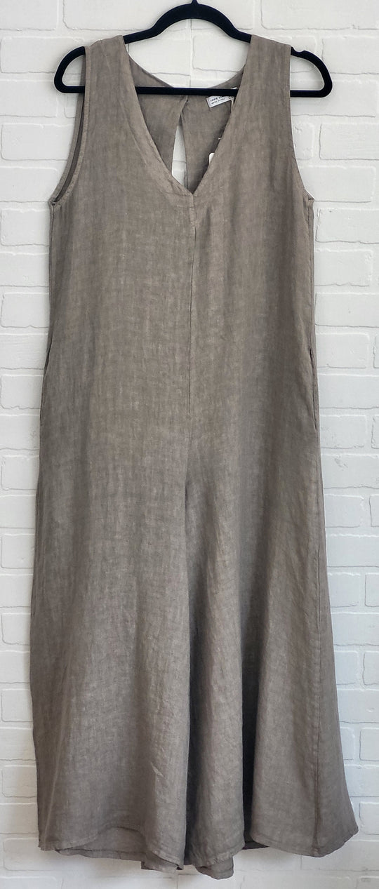 Wide-Leg Sleeveless Linen Jumpsuit