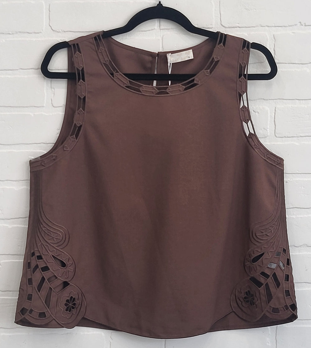 Venice Cocoa Lace Hem Set