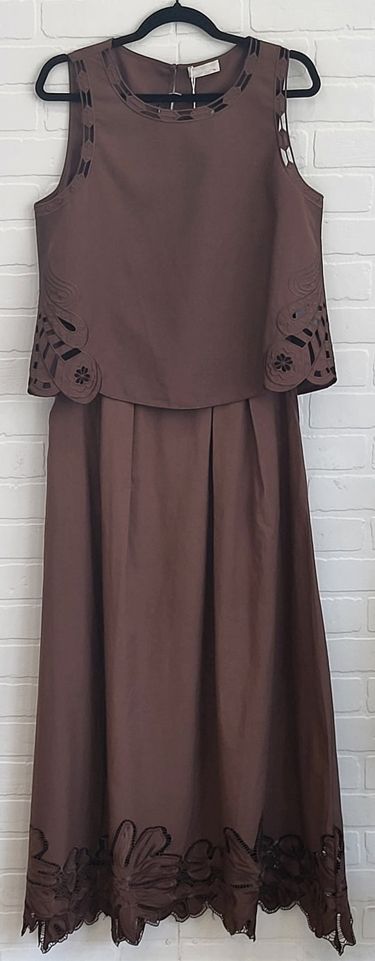 Venice Cocoa Lace Hem Set