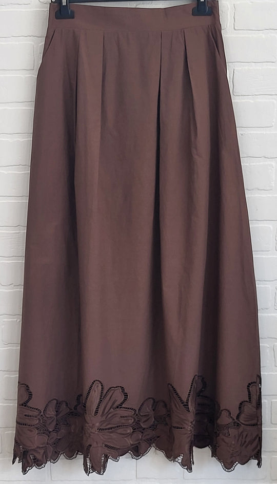 Venice Cocoa Lace Hem Set