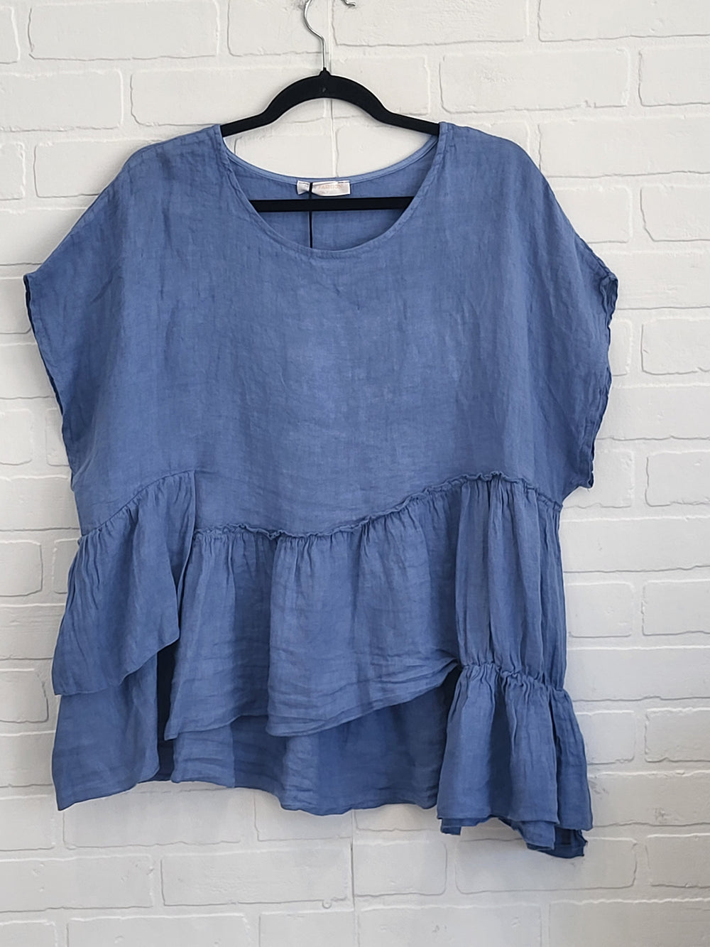 Riviera Ruffle Linen Top