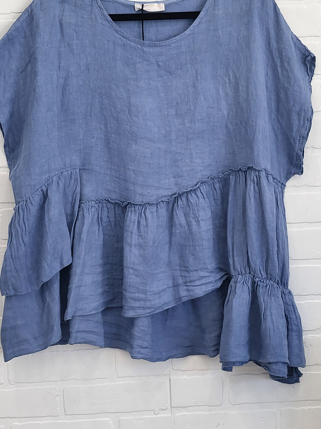Riviera Ruffle Linen Top