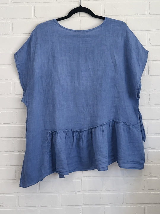 Riviera Ruffle Linen Top