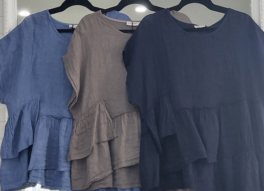 Riviera Ruffle Linen Top