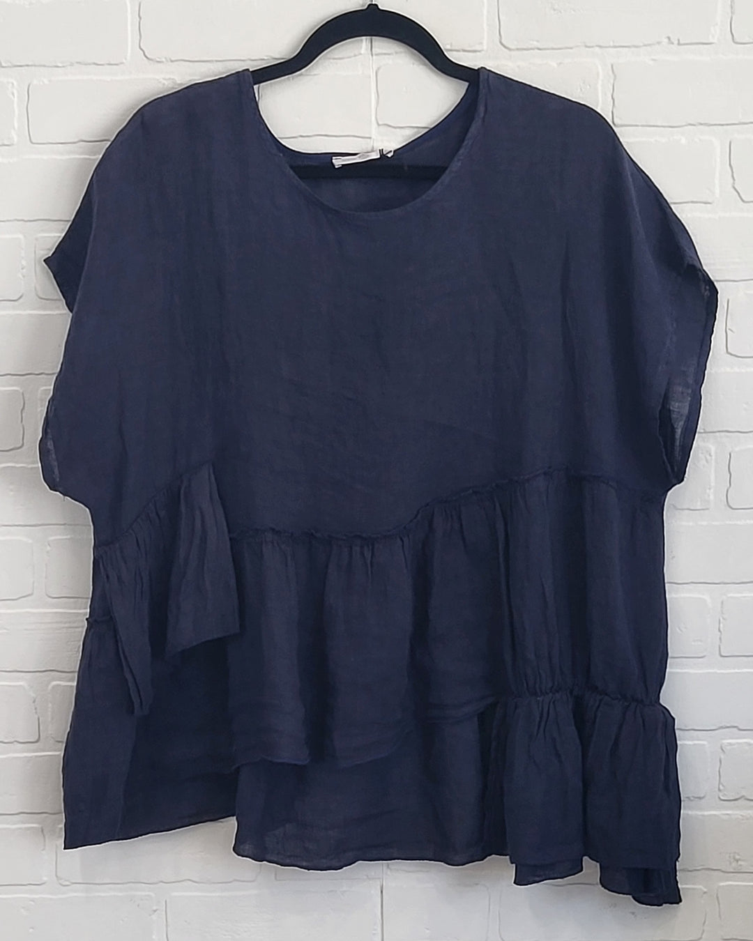 Riviera Ruffle Linen Top