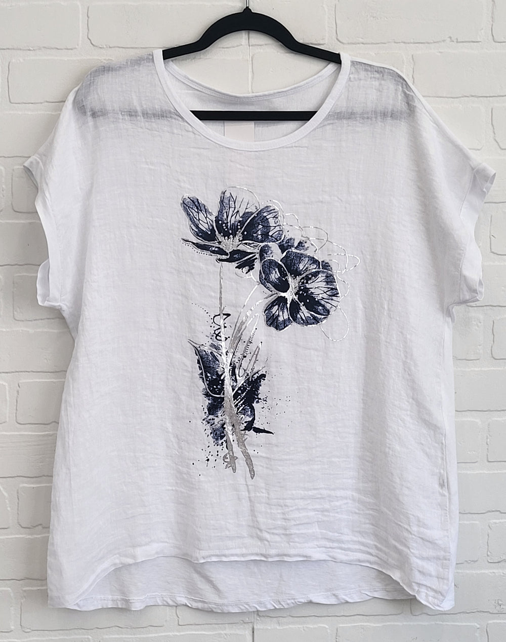 Wildflower Linen Blend Tee | Italian Cotton & Linen Top