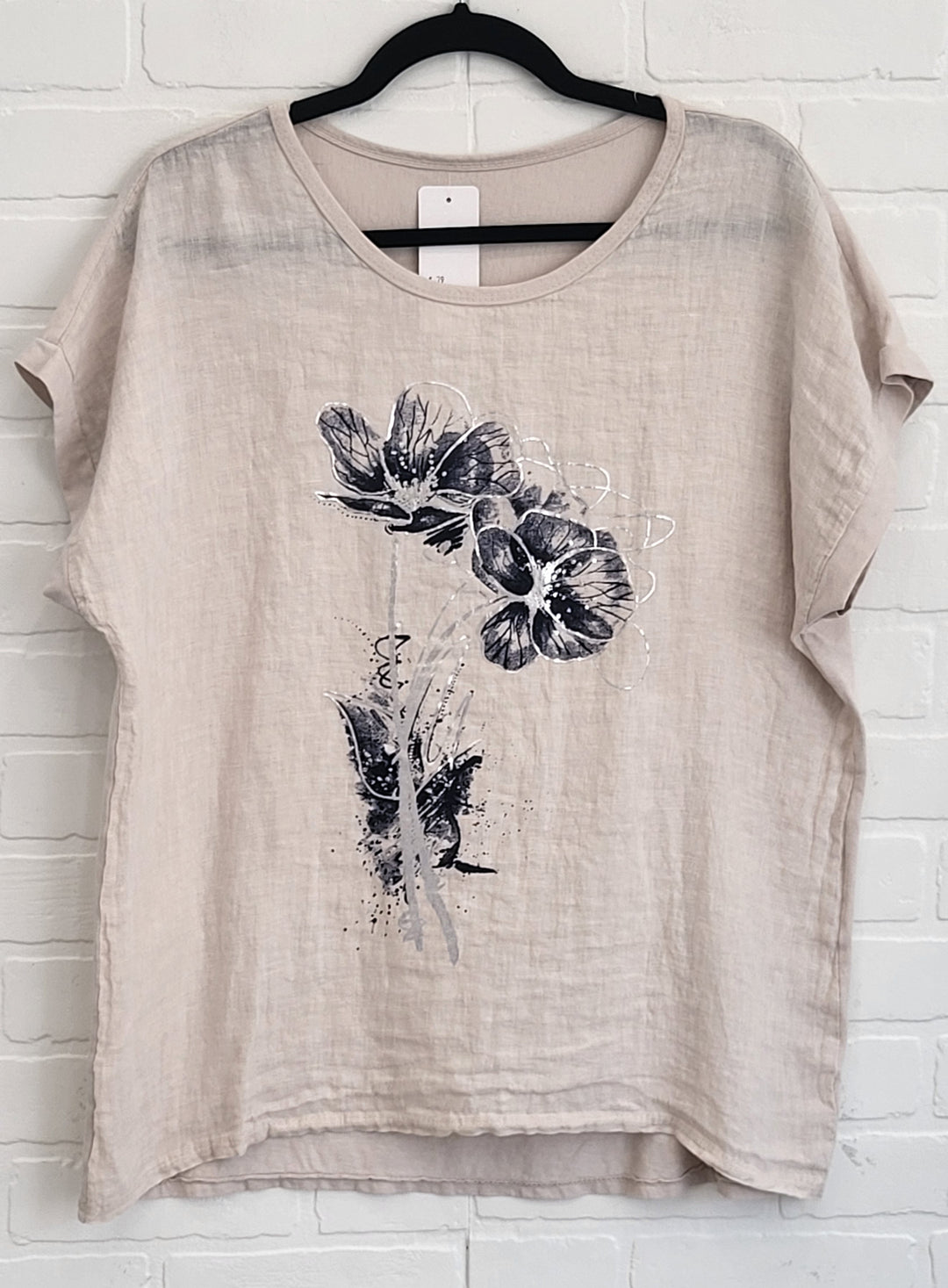 Wildflower Linen Blend Tee | Italian Cotton & Linen Top
