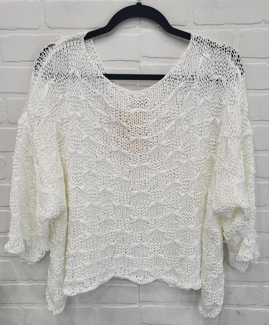 Toscana Textured Cotton Knit Top