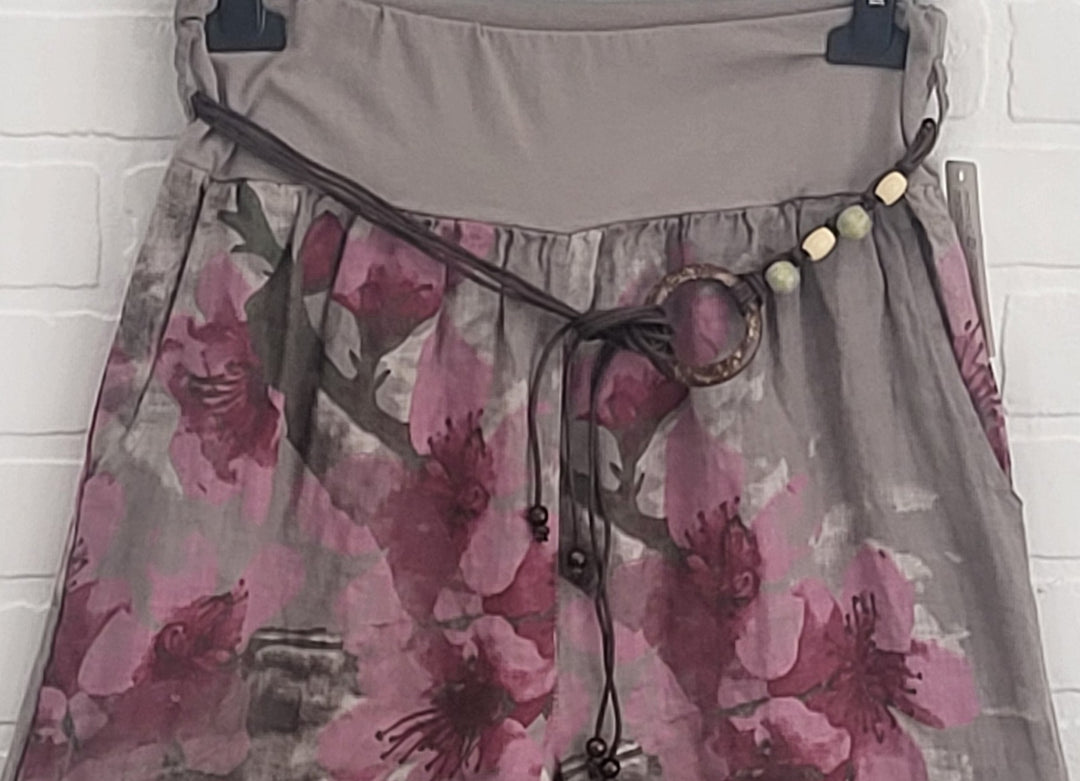 Cherry Blossom Linen Palazzo Pants